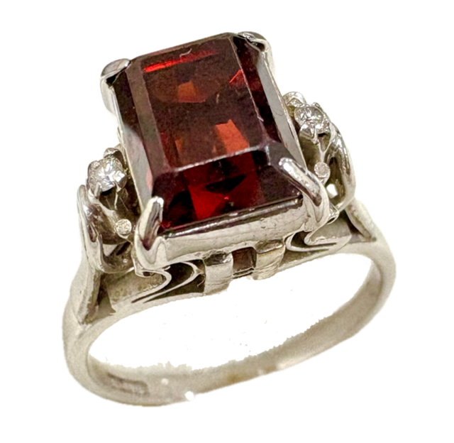 指輪 リング アクセサリー 金 K14 14金 ホワイトゴールド 宝石 ガーネット