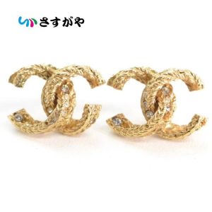CHANEL シャネル ココマーク ピアス ラインストーン ゴールド メッキ