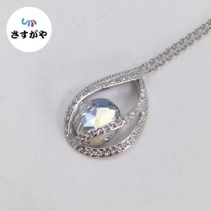 K18WG& トパーズ+メレダイヤネックレストップ
