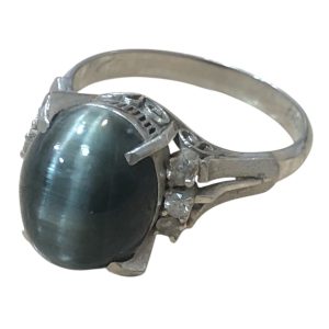 Pt900 プラチナ900 リング キャッツアイ メレダイヤモンド 北海道 岩見沢市