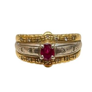 K18/Pt900 リング メレダイヤ付き 石あり 18金 プラチナ アクセサリー