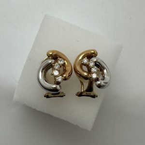 K18 K18WG コンビ　ダイヤ付きイヤリング