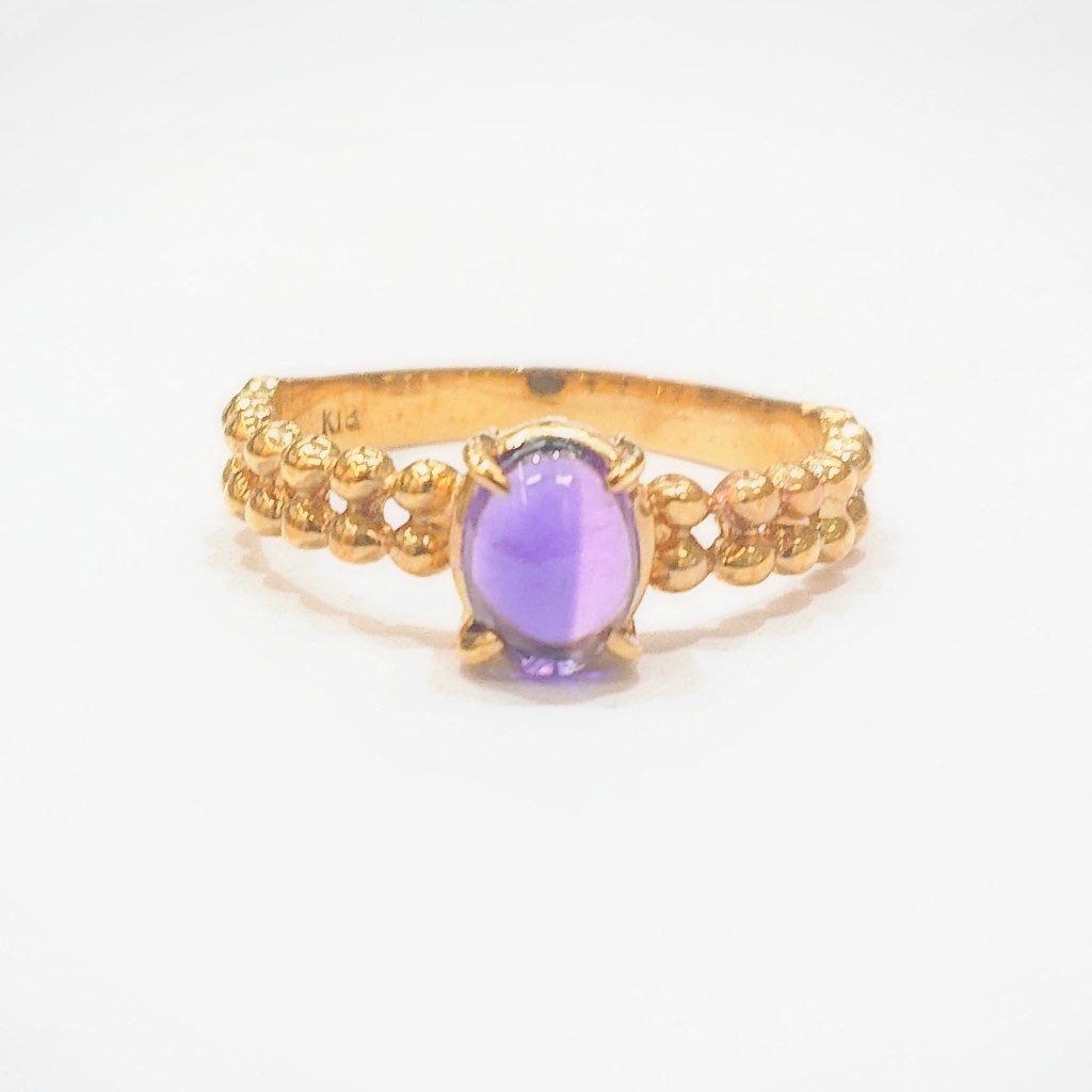 K18 アメジスト カボションカット リング