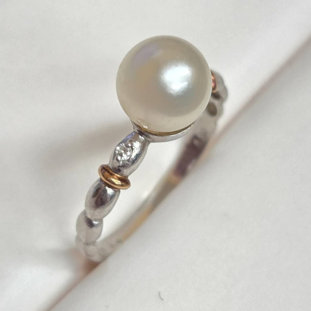Pt900 × K18 パールリング