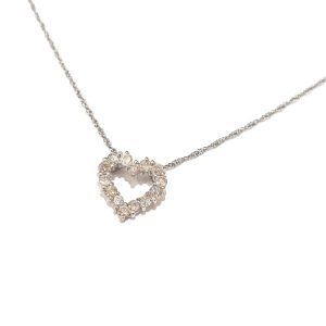 K18WG メレダイヤ ハートモチーフ ネックレス