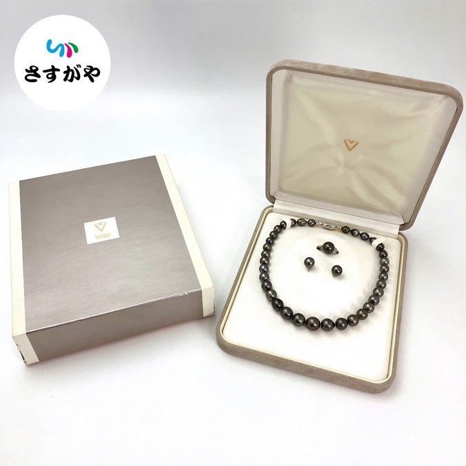 ブラックパール　ネックレス　イヤリング　リング