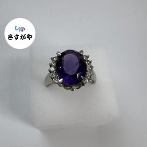 Pt950 リング サファイア メレダイヤ