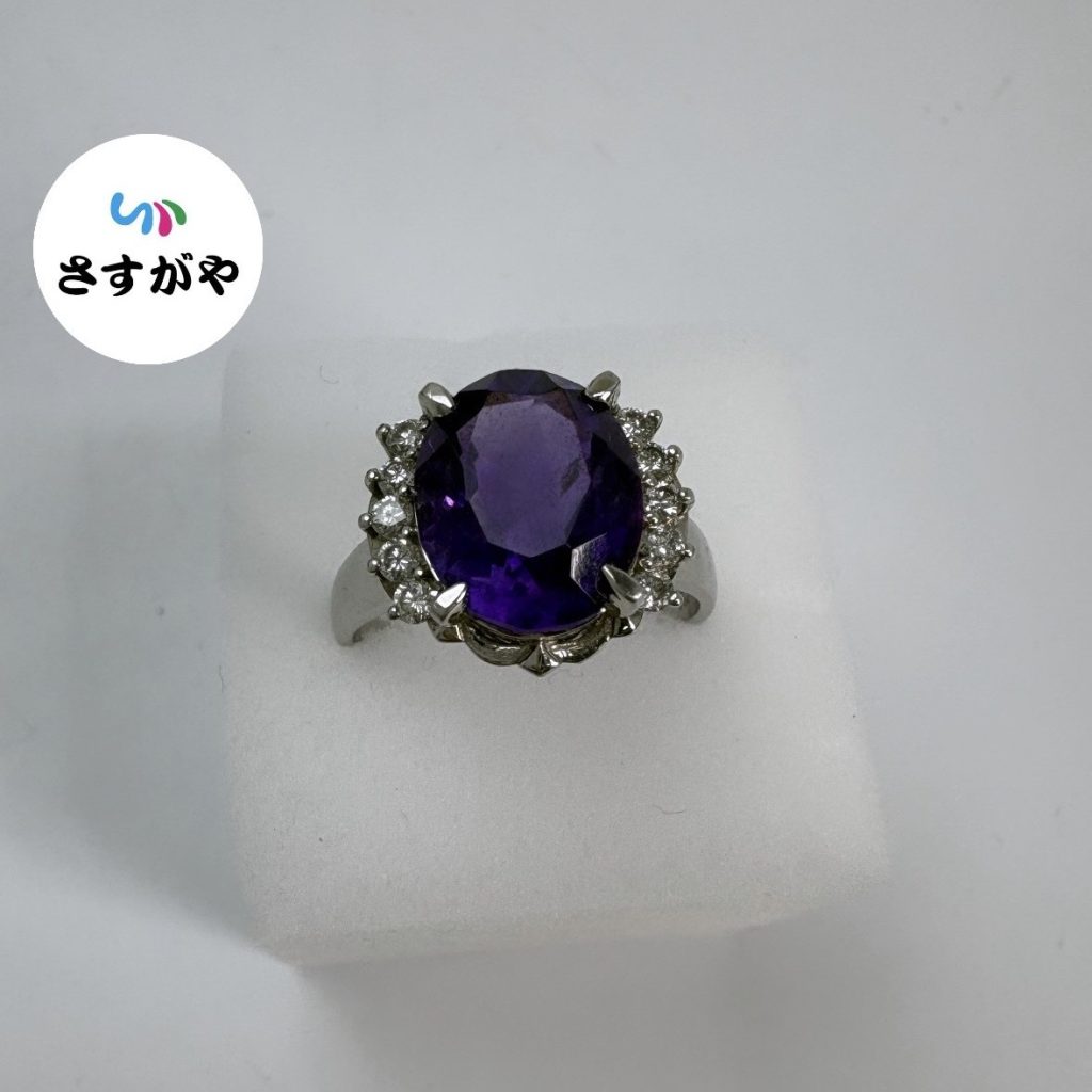 Pt950 リング サファイア メレダイヤ