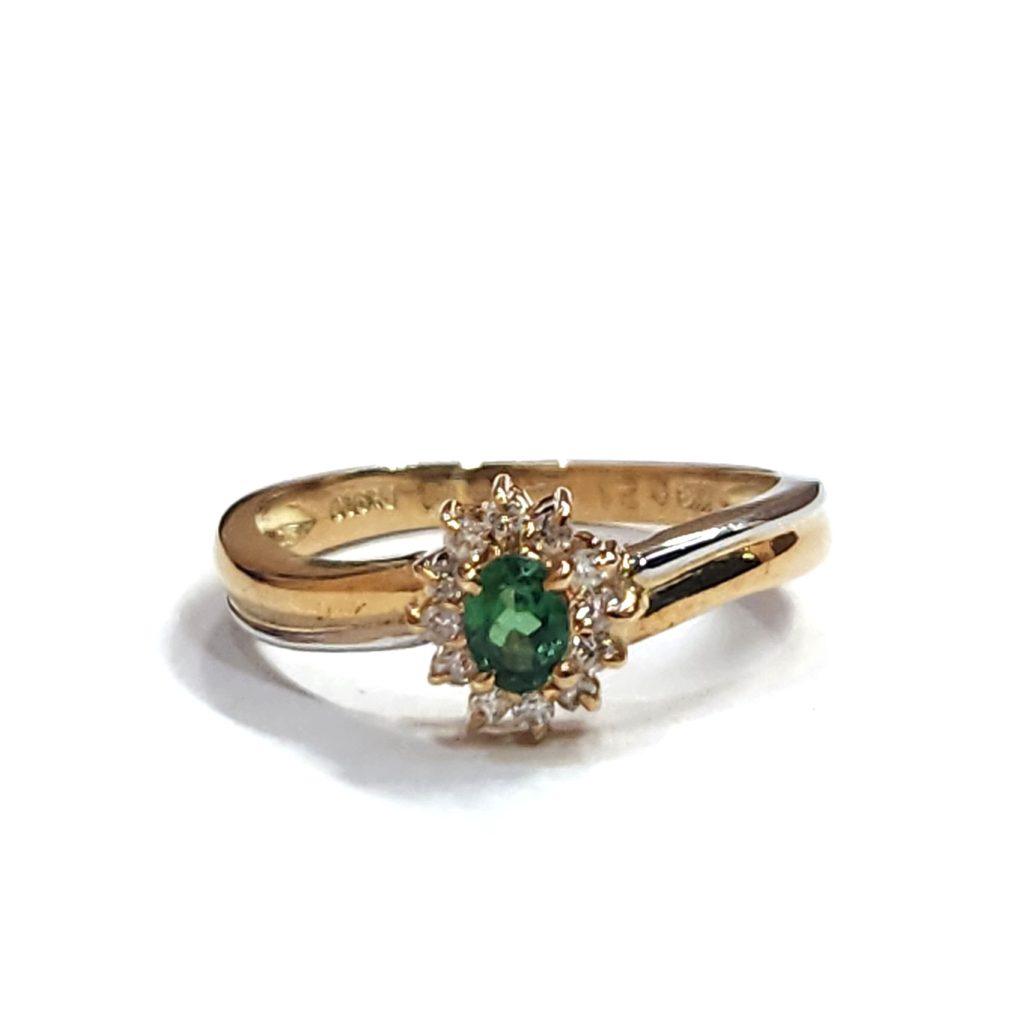 K18・プラチナ900 (K18・Pt900) コンビリング ガーネット ゴールド ジュエリー| 根室市西浜町