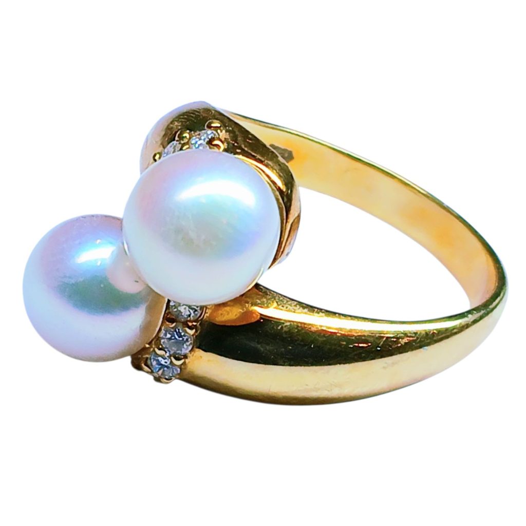 K18(18金)パール付きリング