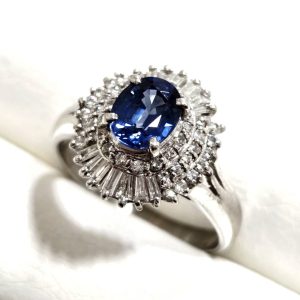 Pt900 サファイア ダイヤモンド プラチナリング 指輪 アクセサリー