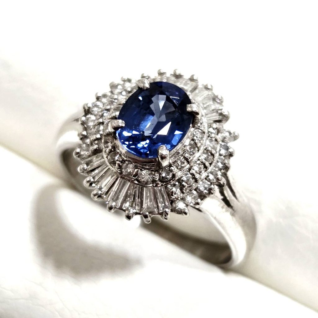 Pt900 サファイア ダイヤモンド プラチナリング 指輪 アクセサリー