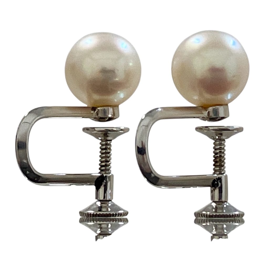 K14WG イヤリング パール付き