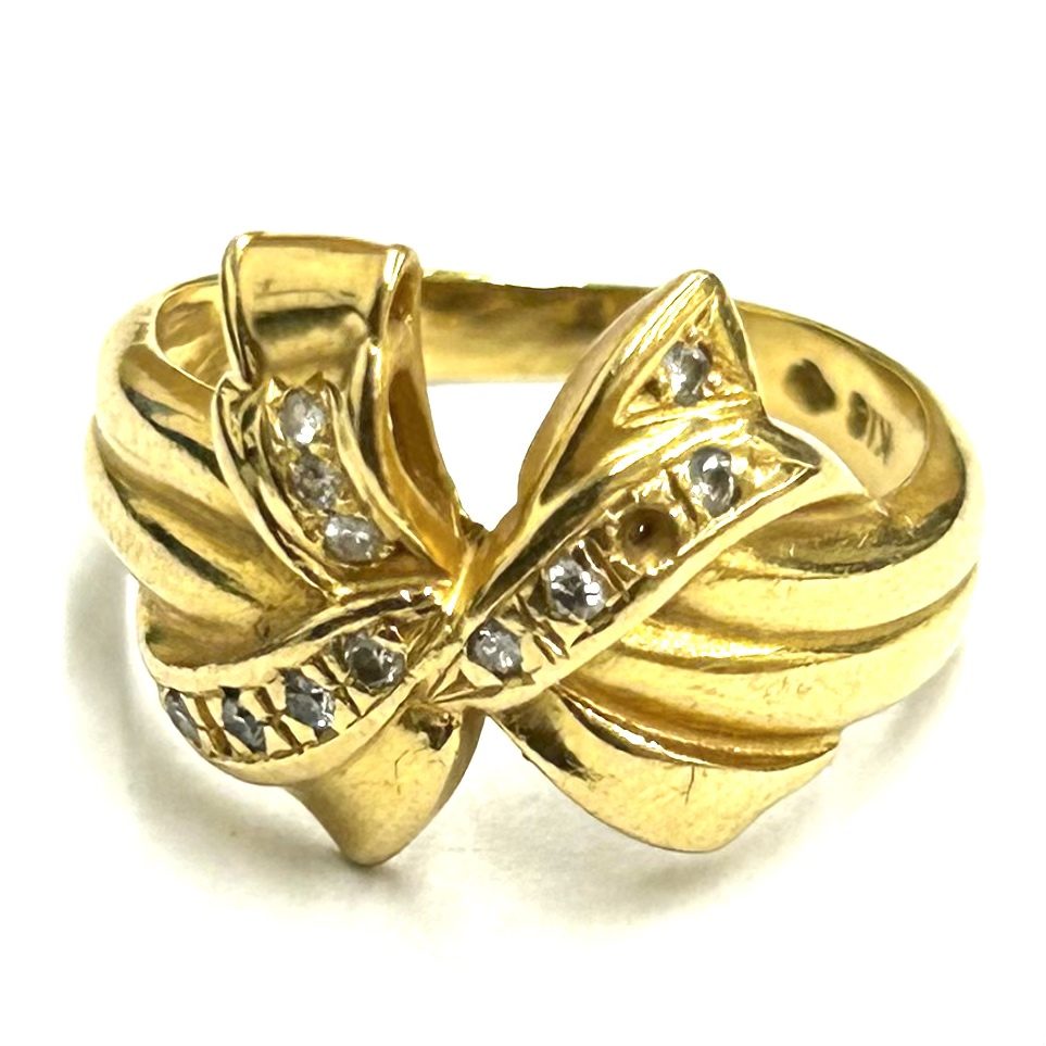 K18 18金 ゴールド メレダイヤ リング ジュエリー 貴金属 破損箇所あり