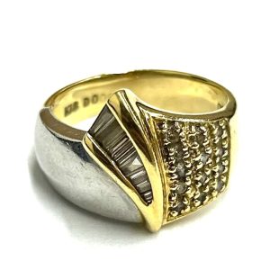 貴金属 K18 18金 750 Pt850 コンビ リング メレダイヤ付き