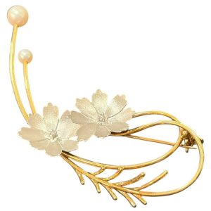 K18(金)パール付きブローチ