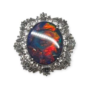Pt900 オパール 7.38ct メレダイヤ 2.85ct リング