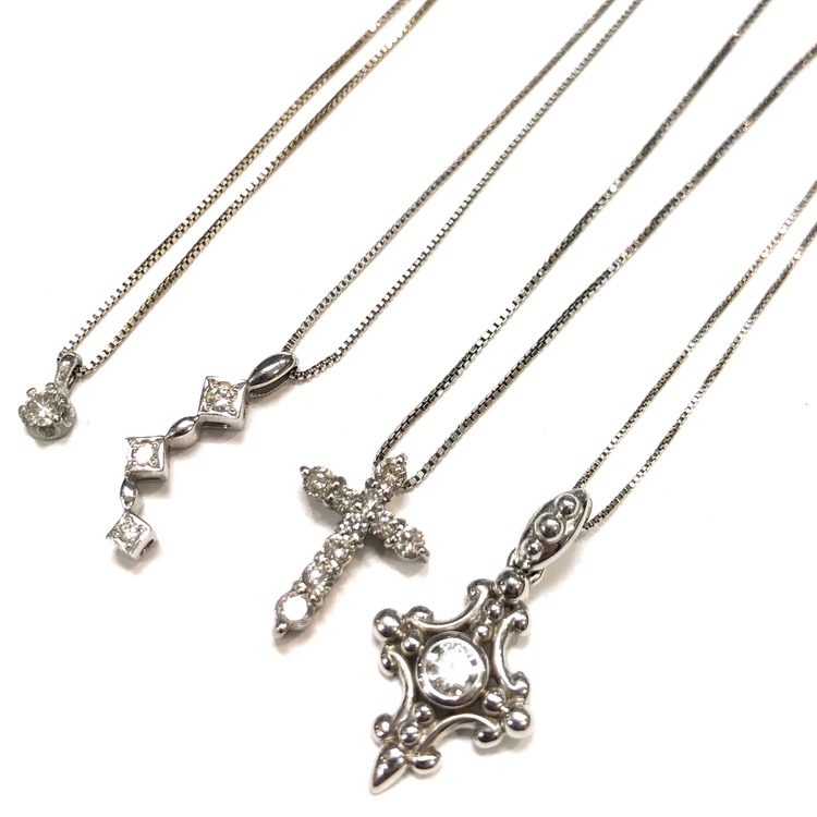 Pt850(プラチナ)　メレダイヤ付き　ネックレス