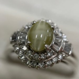 金プラチナ高価買取店|pt900クリソベリルキャッツアイ付きリングの買取| 取手市戸頭