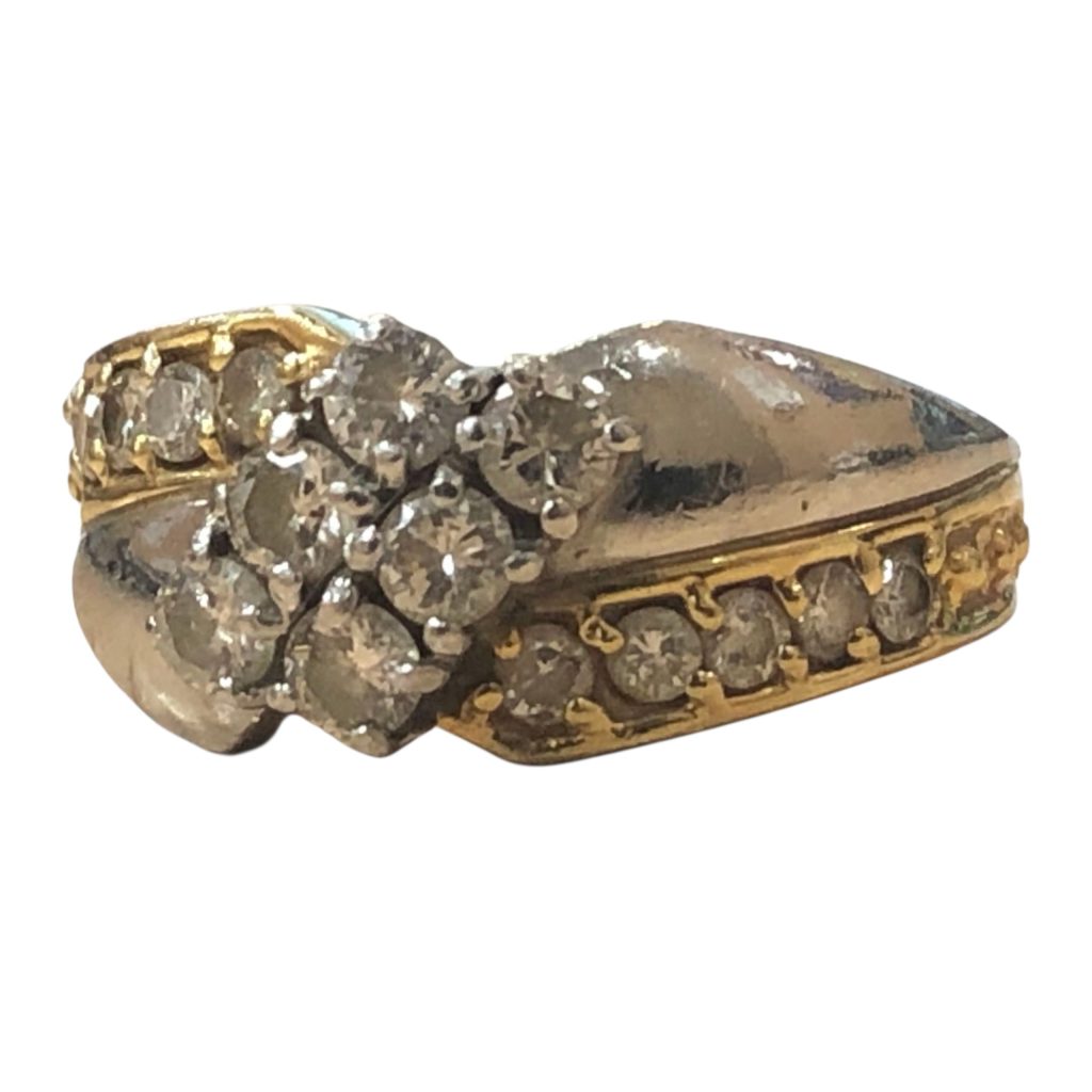 K18 18金 750 Pt900 プラチナ900 コンビ リング メレダイヤモンド 北海道 伊達市