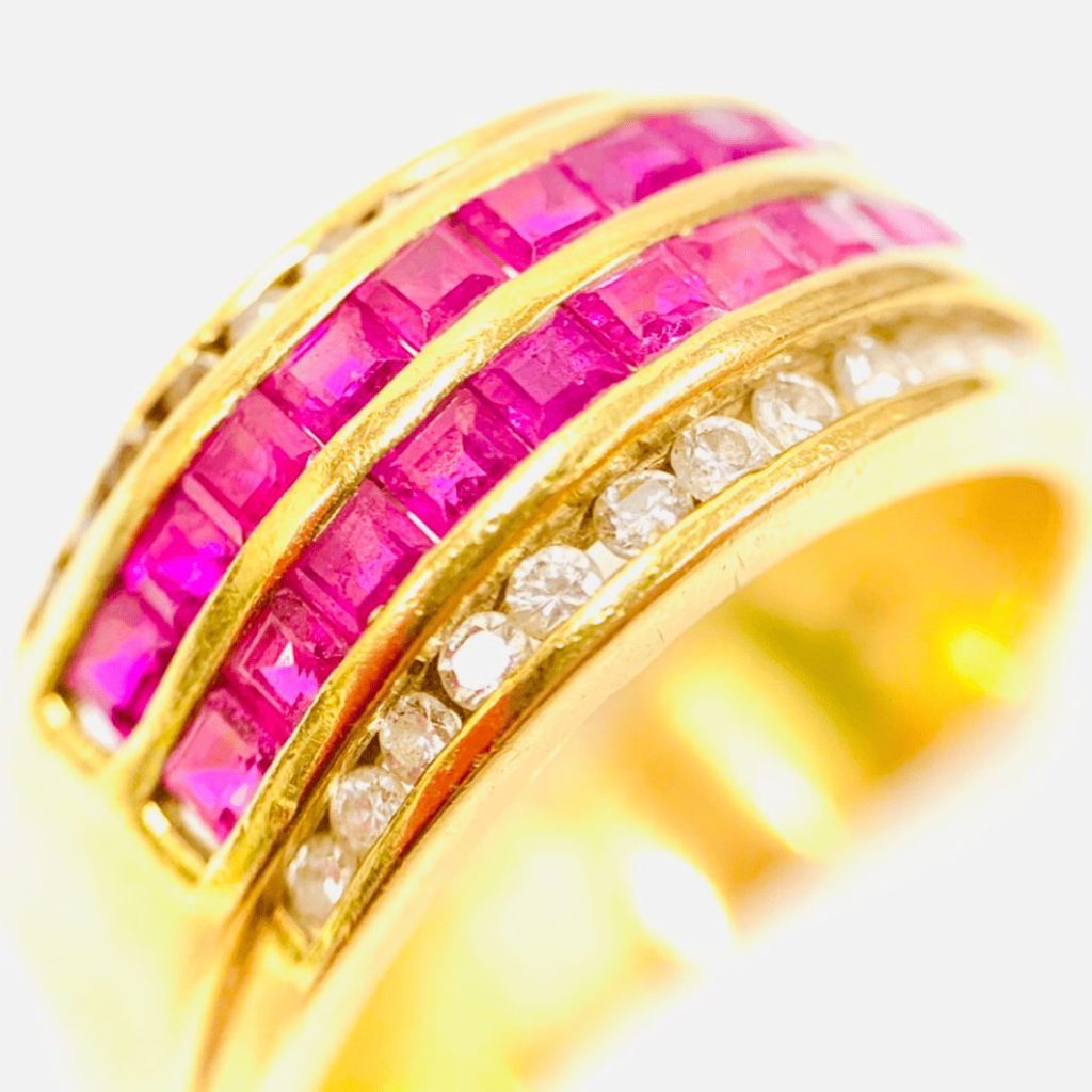 K18 ルビー メレダイヤモンド ゴールドリング