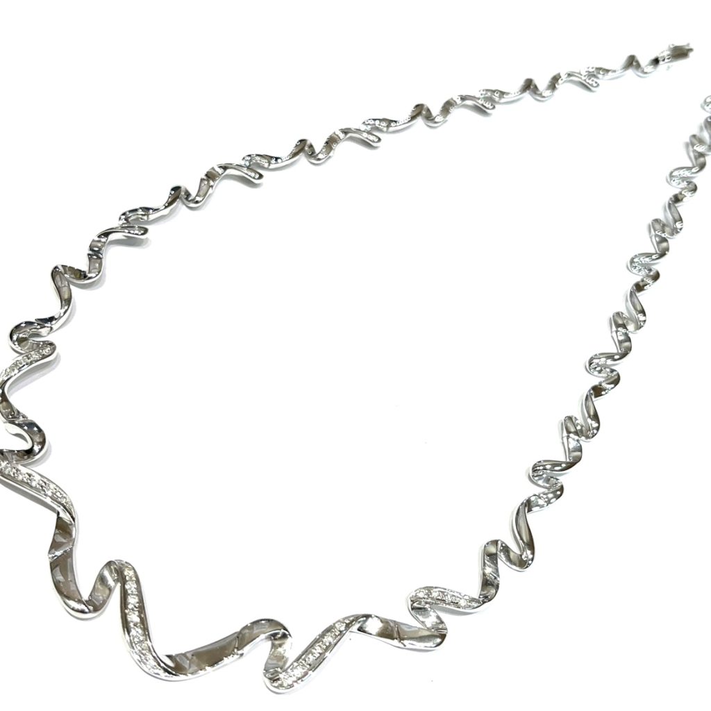 K18WG 18金ホワイトゴールド ダイヤモンド付き ネックレス アクセサリー