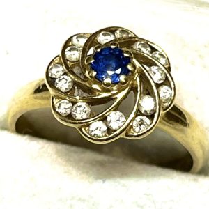 K18 18金 サファイア メレダイヤ リング 指輪