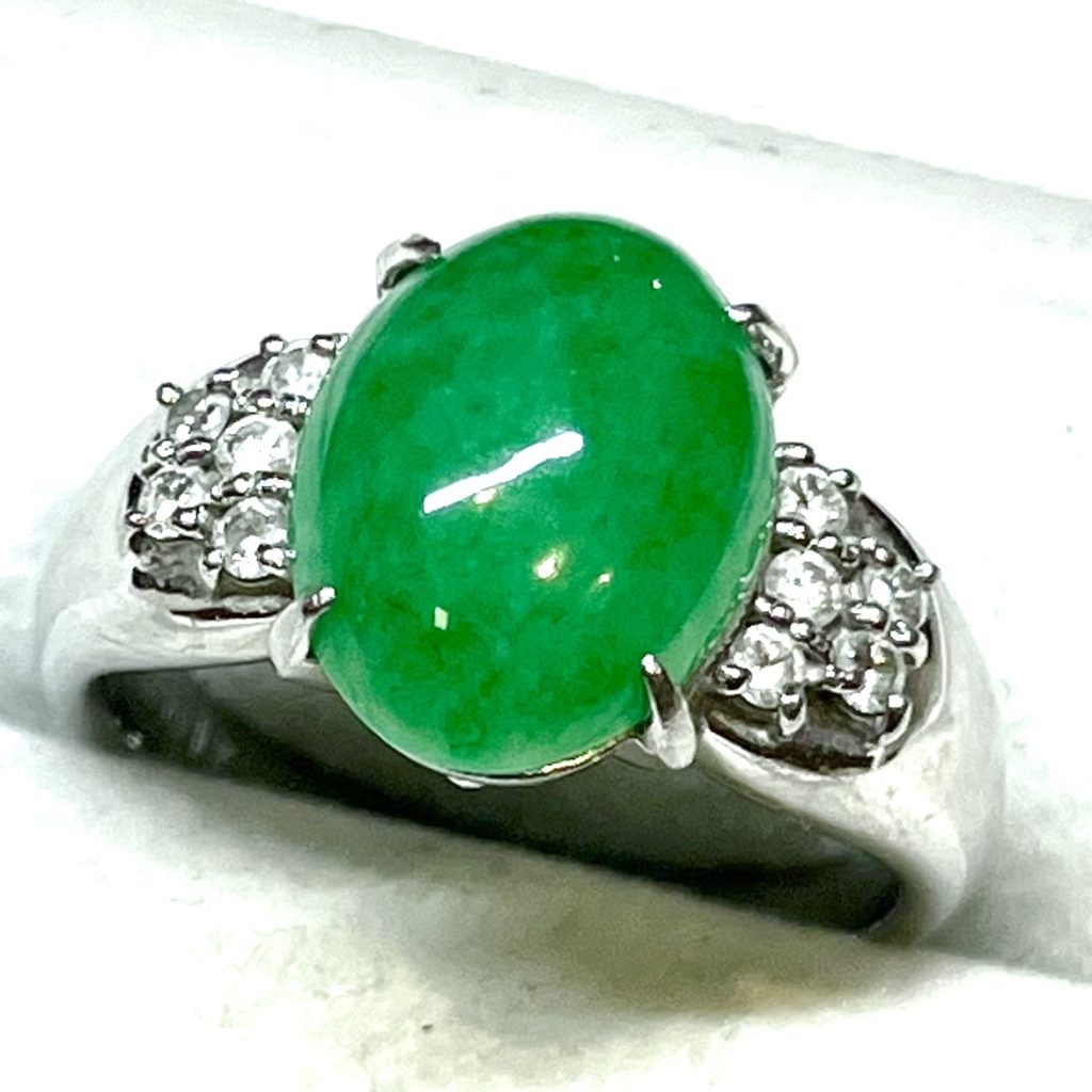 Pt900 翡翠 メレダイヤ リング