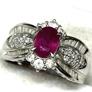 Pt900 ルビー ダイヤモンド付き プラチナリング 指輪 アクセサリー