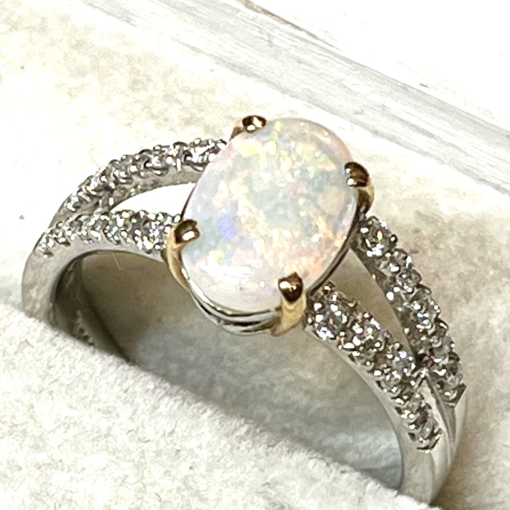 オパール・メレダイヤモンド付き 指輪 リング プラチナ/18金 Pt900/K18 アクセサリー