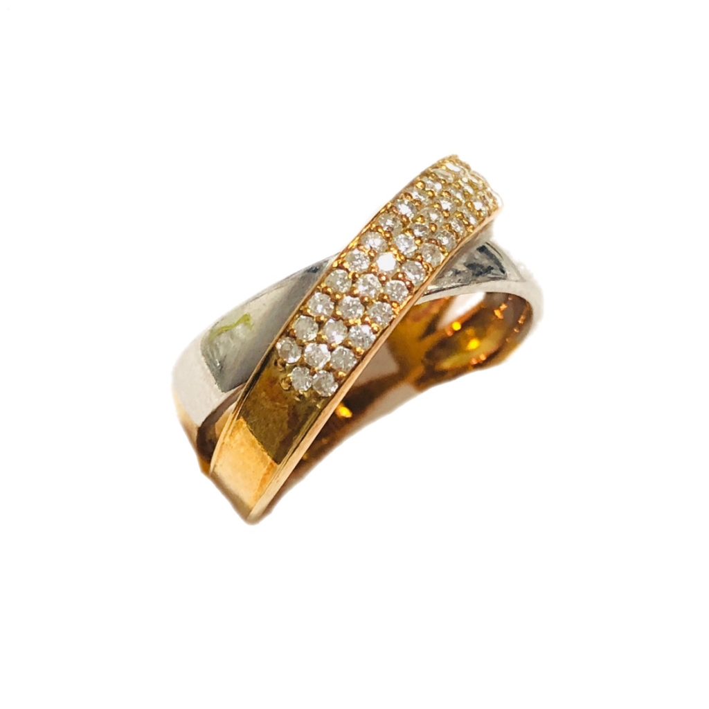 K18Pt900（18金/プラチナ900） メレダイヤモンド付きコンビリング