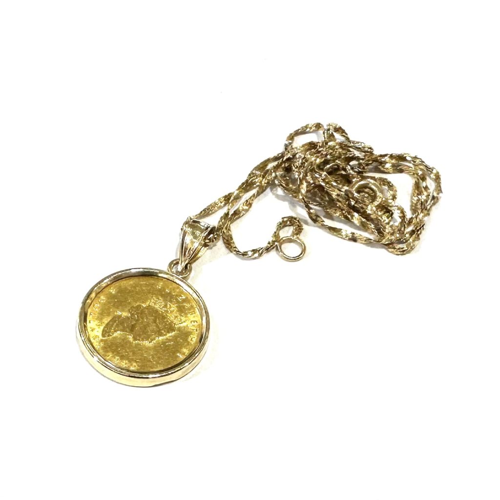 【K24コイントップ付きK18ネックレス】