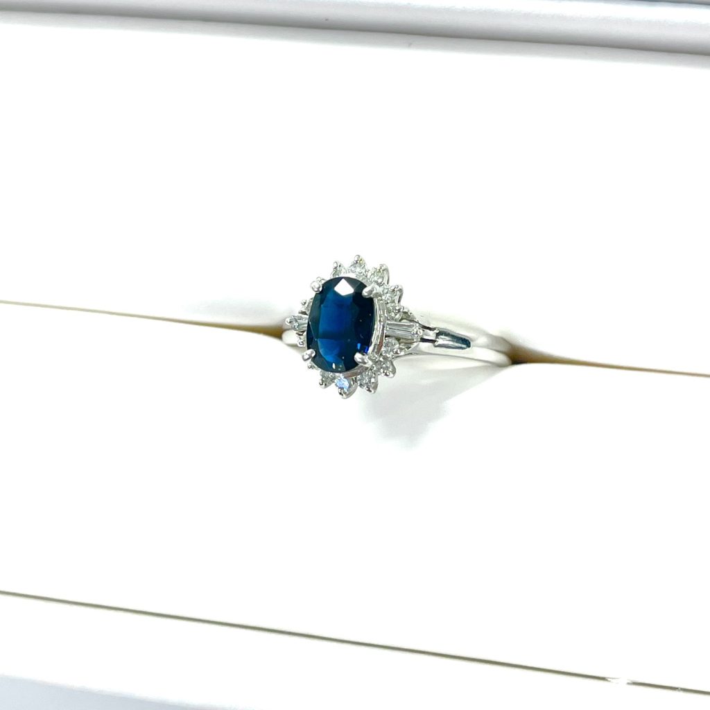 Pt950　プラチナ950　サファイア　メレダイヤ　ジュエリー