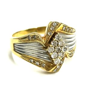 K18 750 18金 Pt900 プラチナ コンビ メレダイヤ付 リング ジュエリー アクセサリー