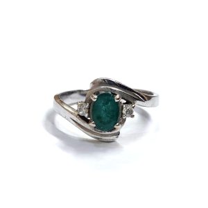 14金 ホワイトゴールド (K14WG) リング エメラルド ダイヤ ジュエリー 指輪 | 札幌市