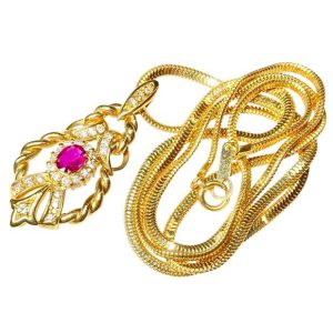 K18 ネックレス ルビー ダイヤモンド 18金 ジュエリー