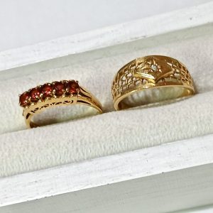 【K18ジュエリーリングまとめ】18金・ガーネット・メレダイヤモンド・貴金属・アクセサリー