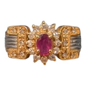 K18(18金)　プラチナ　ルビーリング