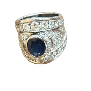 Pt900 プラチナ900 リング サファイア ダイアモンド付き