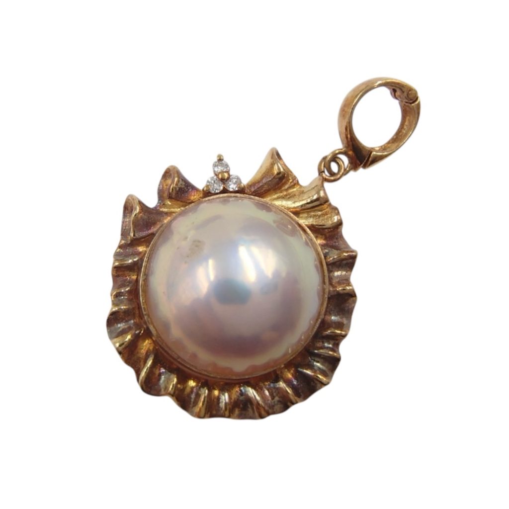 K18(18金) ダイヤモンド/パール ペンダントトップ