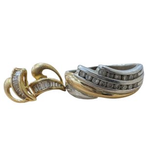 K18 ピアス・K18(18金)／Pt850(プラチナ850) コンビリング　石あり