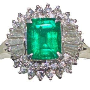 Pt900 リング ダイヤモンド エメラルド プラチナ ジュエリー