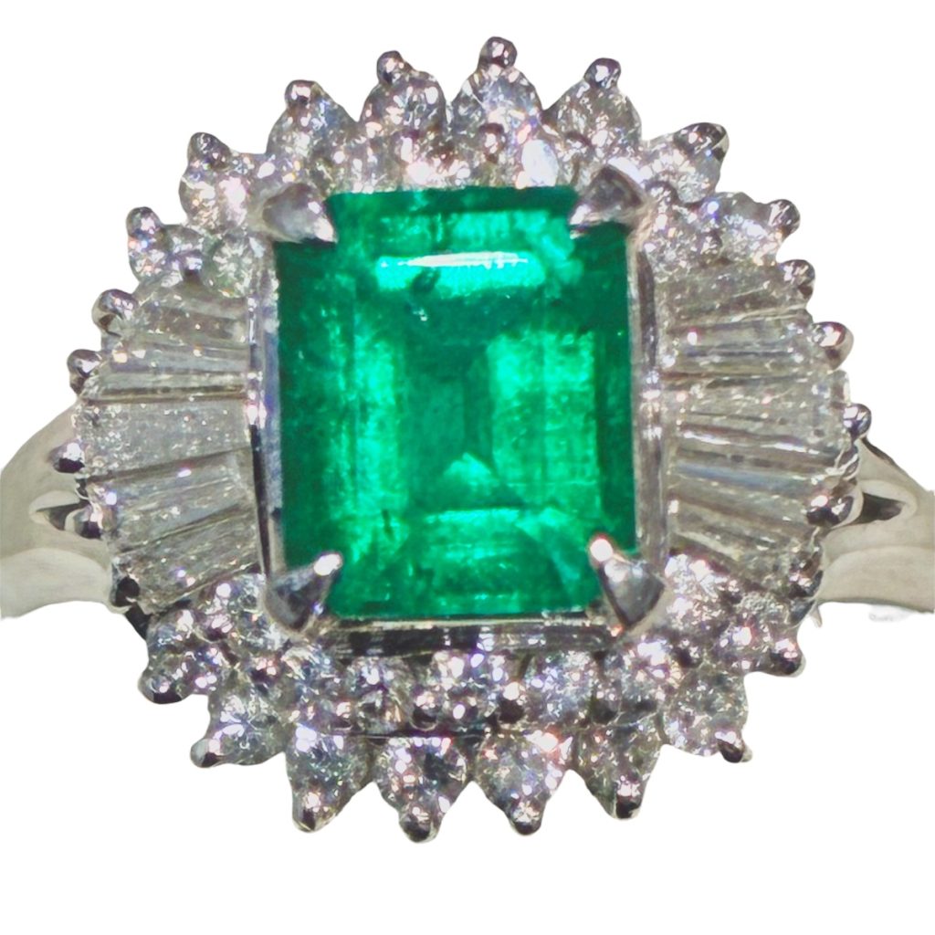 Pt900 リング ダイヤモンド エメラルド プラチナ ジュエリー