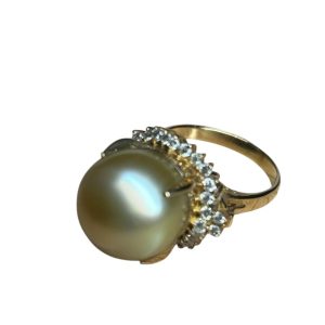 K18(18金) パール17ct メレ0.98ct リング