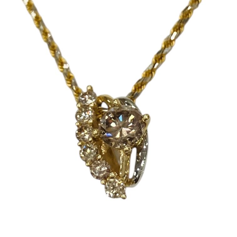 K18＆PT900ダイヤ付きネックレス