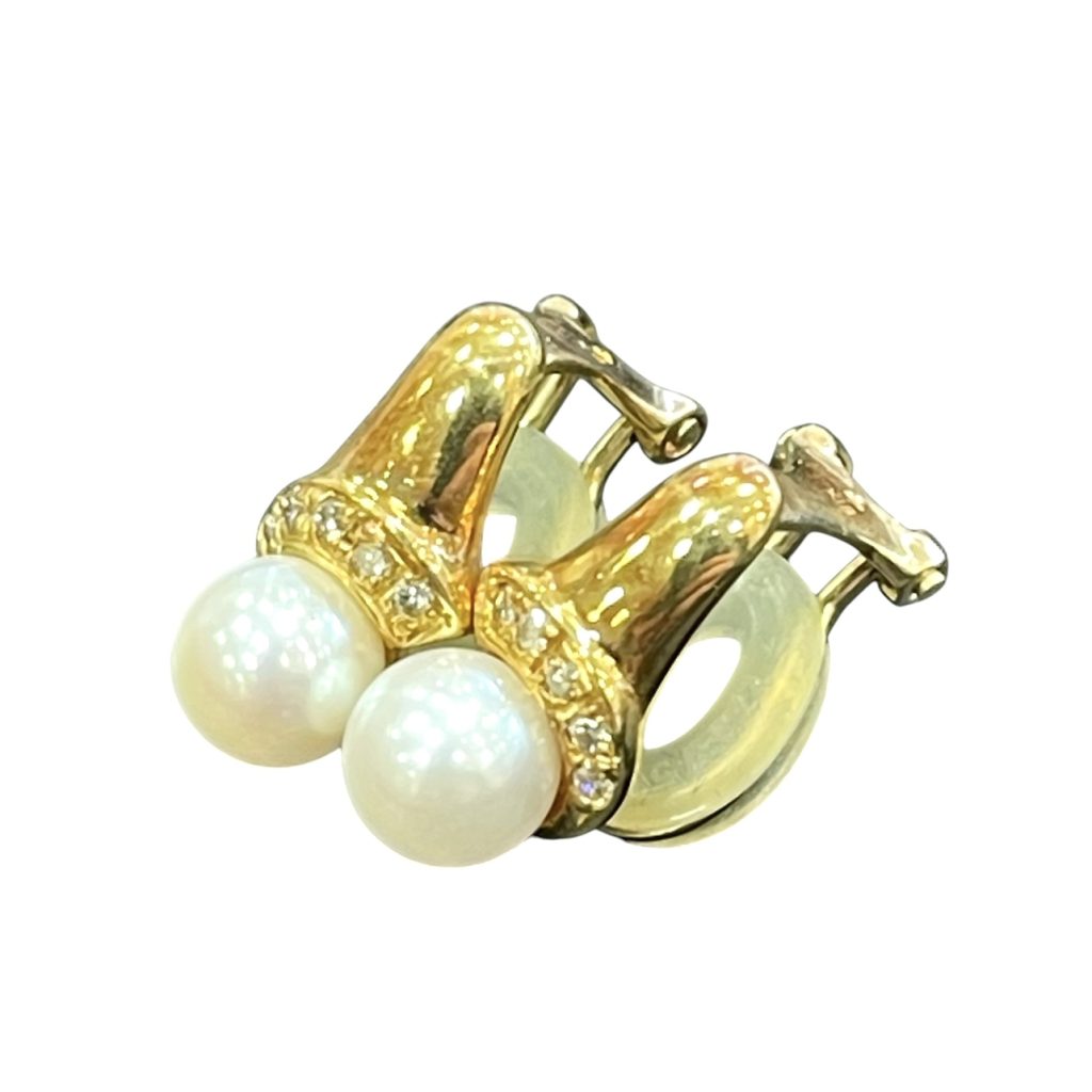 K18(18金)パール付きイヤリング