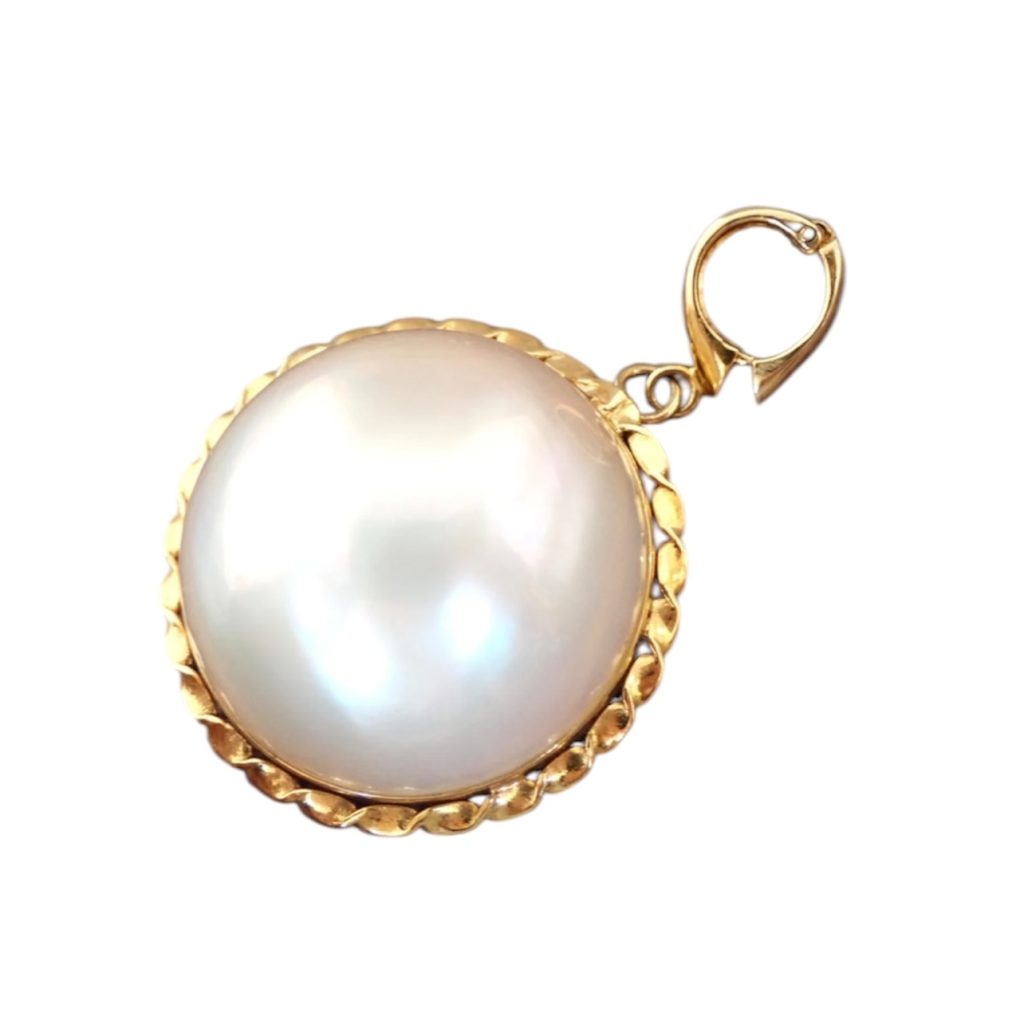 K18 18金 マベパール付きネックレストップ