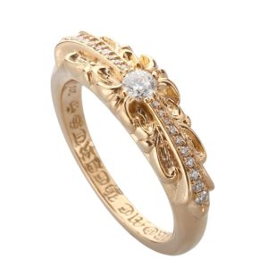 クロムハーツ 22K ベイビークラシックフローラルクロスリング パヴェダイヤ