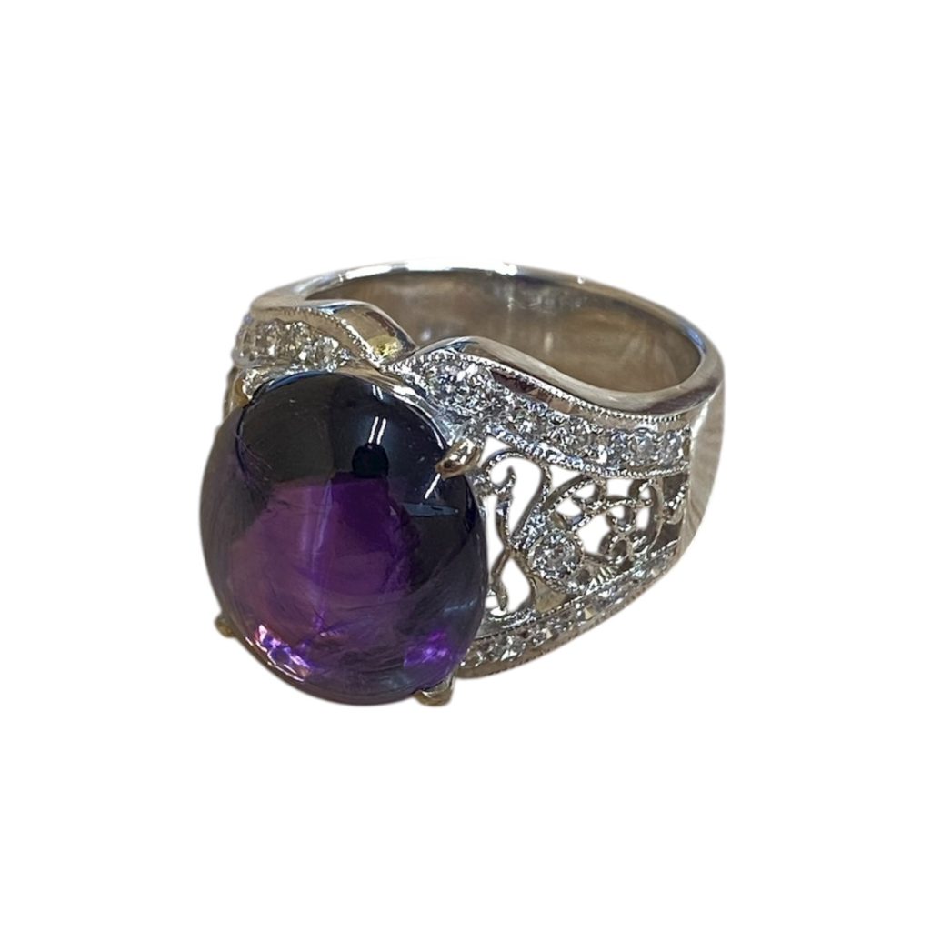 18KWG リング 石あり メレダイヤ ホワイトゴールド