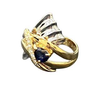 サファイア メレダイヤ K18 Pt900 18金 プラチナ900 750 リング